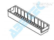 Policový zásobník 6015-5, 600 x 132 x 100 mm, červený