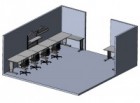 Jednoduché pracoviště tvořené pracovními stoly řady WB. Jeden z nich má namontovány držáky na přihrádky, polici a osvětlení.